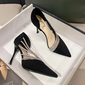 High Heels Black Suede Gold Leather Rieworkes