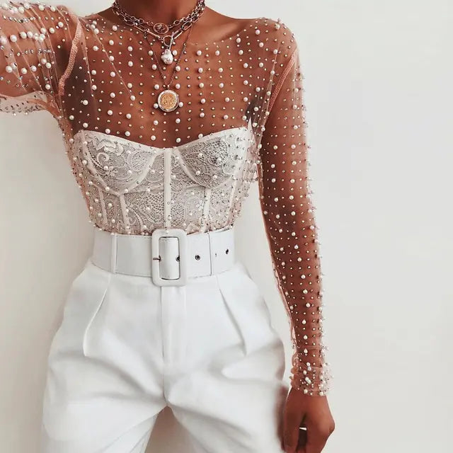 Mesh Patchwork Crop: Elegant Glam Rieworkes