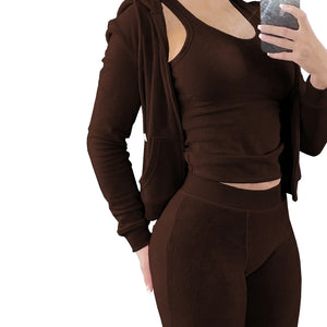 HR8235 Women's Autumn Winter Hooded Vest Set Mimarta