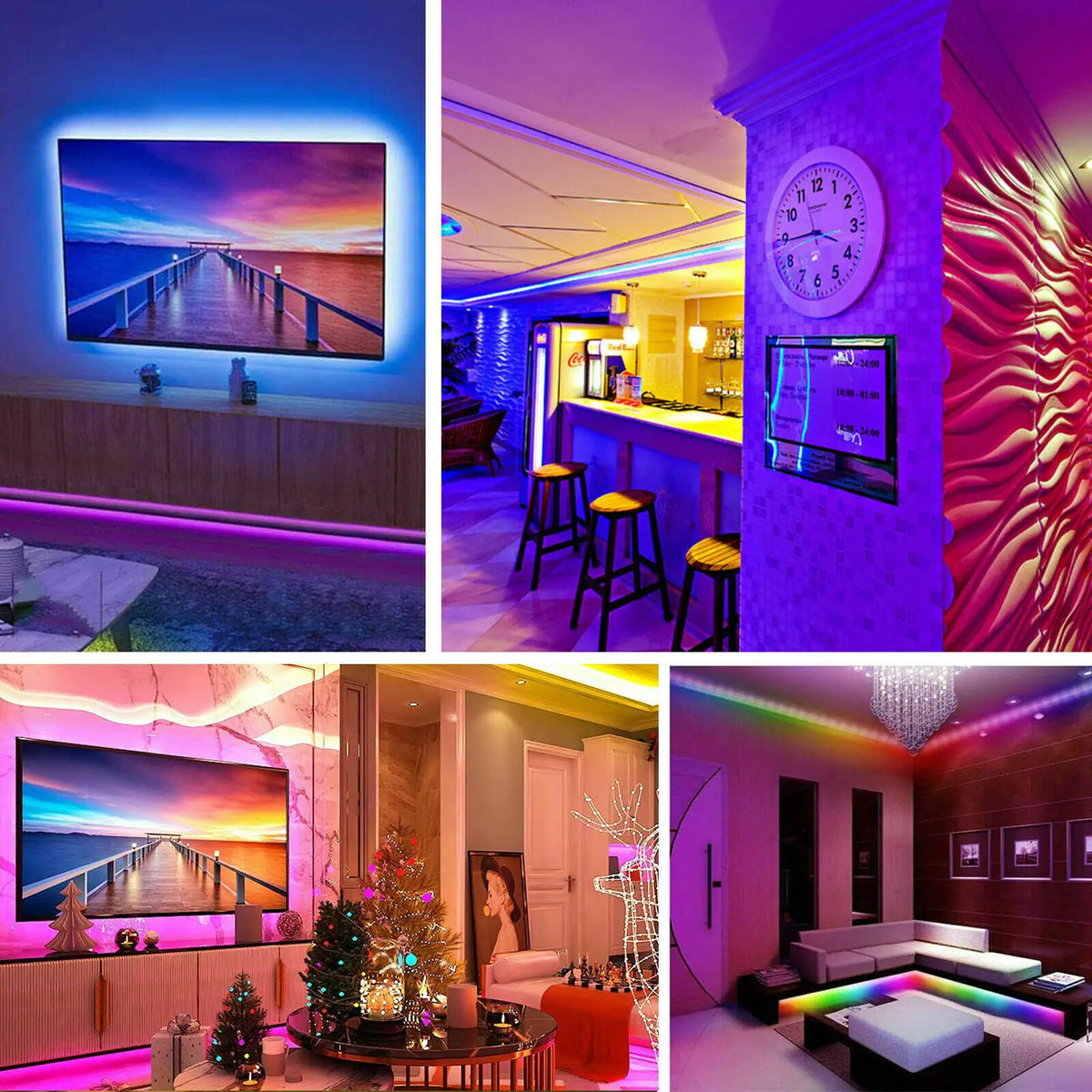 32FT LED SMD Strip Light Flexible 3528 RGB Remote Fairy Lights Room TV Party Bar Rieworkes