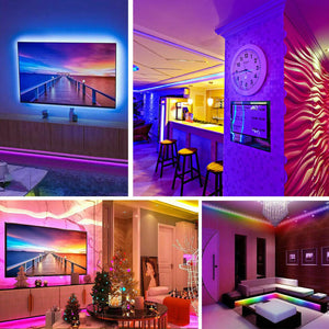 32FT LED SMD Strip Light Flexible 3528 RGB Remote Fairy Lights Room TV Party Bar Rieworkes