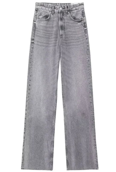 Fashion Casual High Waist Straight Wide Leg Denim Trousers For Women Rieworkes