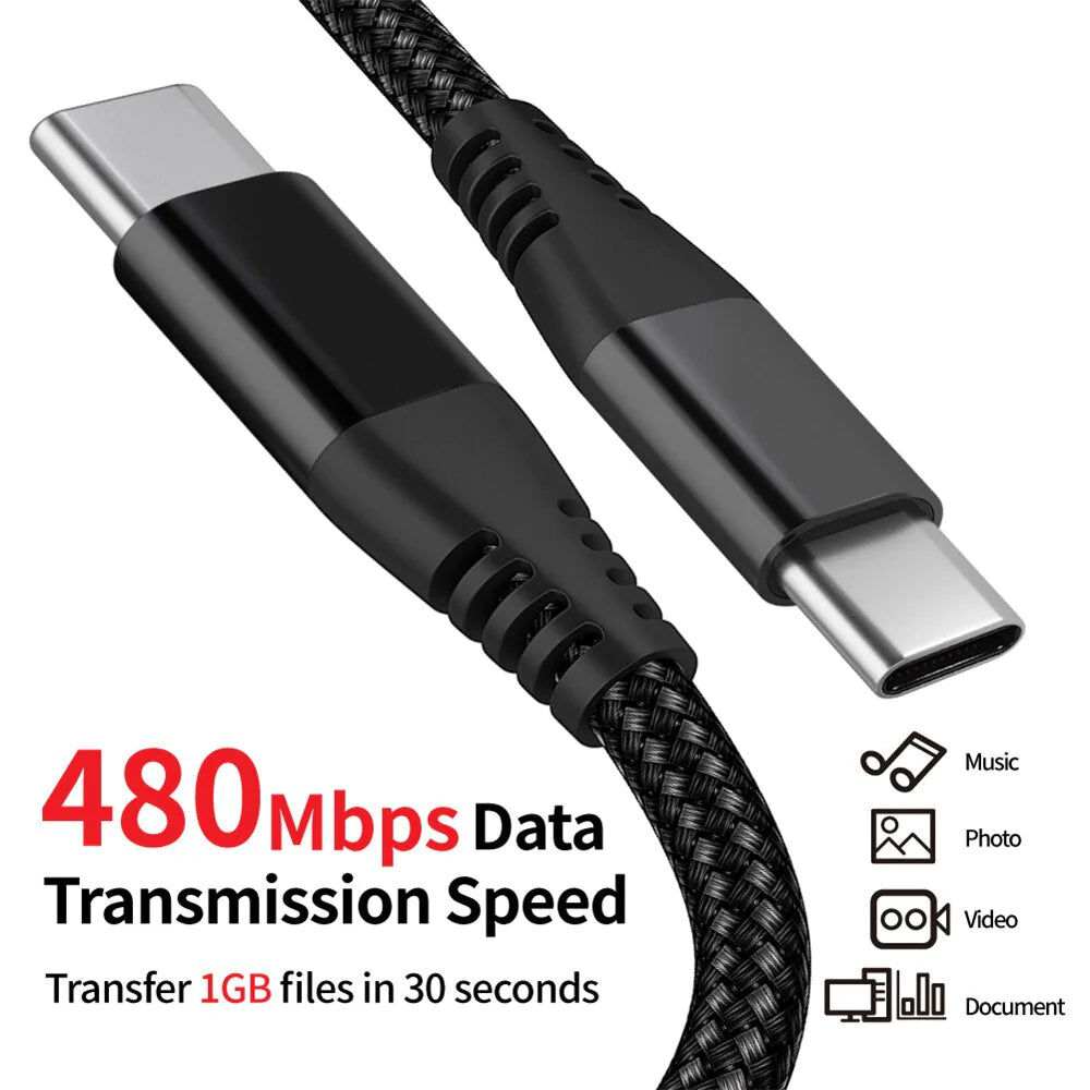 USB-C to USB-C Cable Male Type-C Cable Cord Fast Charger Charging Data Sync Mimarta