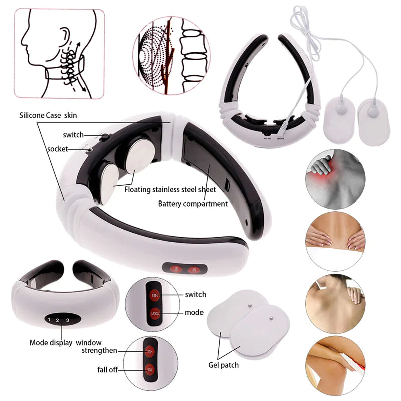 Electric Cervical Pulse Neck Massager Muscle Relax Massage Magnetic Therapy US Rieworkes