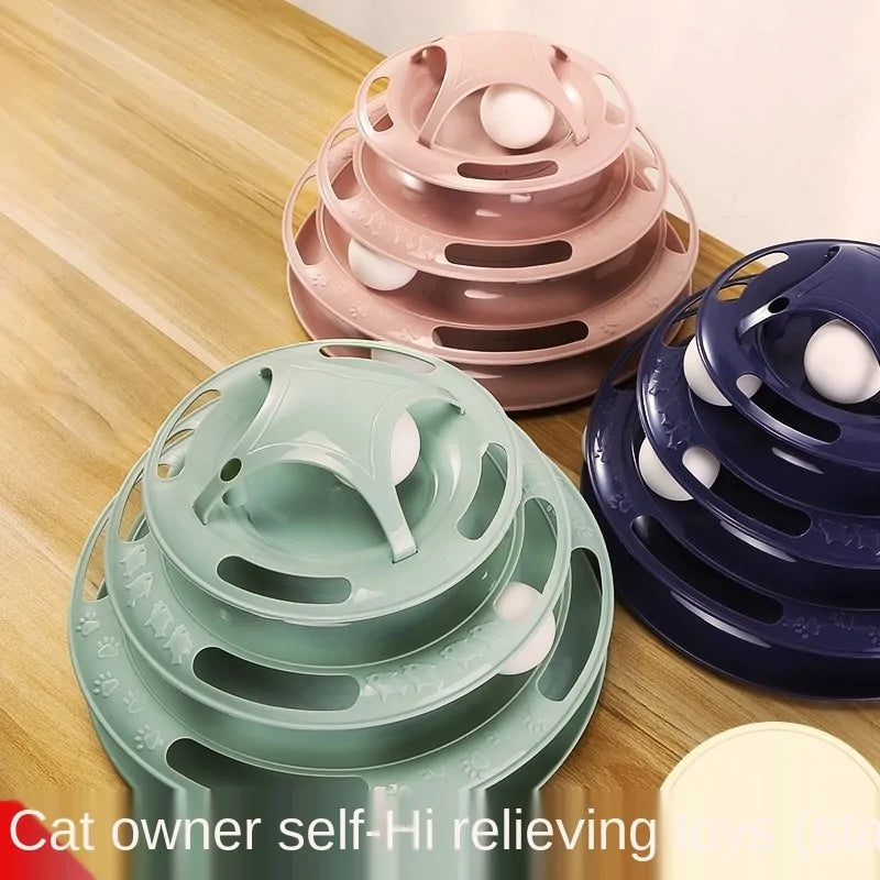 Turntable Balls 4 Layers Play Track Plate Cats Toys Rieworkes