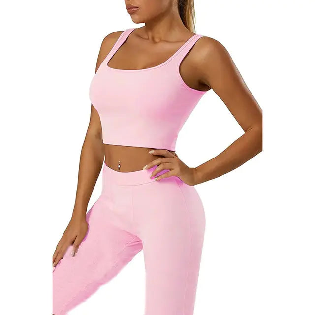 Gym Crop Tank Top Leggings Set Rieworkes
