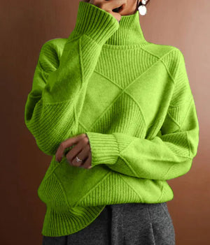 Loose High Collar Warm Sweater Solid Color Knitted Women Rieworkes