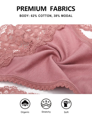 voenxe Seamless Lace Thongs for Women No Show Thong Underwear,Lady Breathable Comfort Panty Soft Laser Cut Undie,Tanga,5-Pack Coffee X-Small Rieworkes