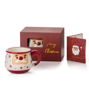 Nucookery Christmas Mug - Christmas Card & Gift Box Included - Adorable Santa Face Design - Funny & Cute Christmas Coffee Mugs - Perfect for Mom kids Dad Christmas Gifts16 Oz (Christmas Red) Mimarta