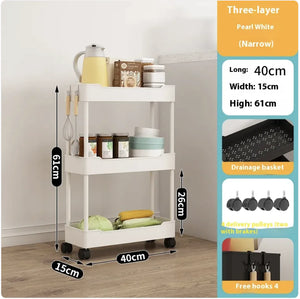 Multi-Tier Kitchen Floor Standing Storage Cart Rieworkes