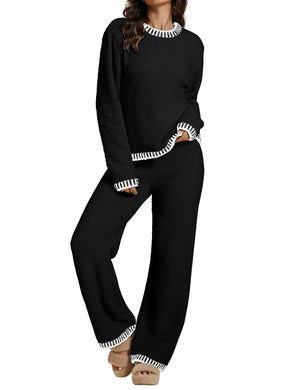 luvamia Lounge Sets For Women Fuzzy Two Piece Pants Set For Women Sweater Set Two Piece Lounge Set For Women Womens Matching Lounge Set Cute Outfits For Women Black Size Small Fits Size 4 Size 6 Rieworkes
