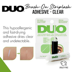 DUO Brush-On Strip Lash Adhesive with Vitamins A, C & E, Clear, Non-Irritating, Fast Drying Lash Glue, Easy to Use, Safe for Sensitive Eyes and Skin, 0.18 oz, 2-Packs 0.18 Ounce (Pack of 2) Clear (Peggable) Rieworkes