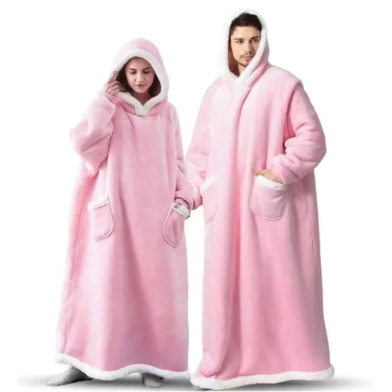 Couple Models Winter Hooded Pajamas and Blanket Set Mimarta