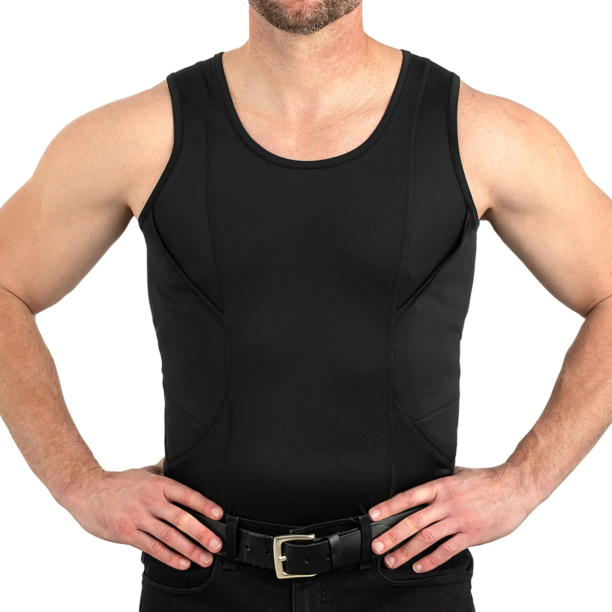 CCW Tactical Concealed Carry Holster Tank Top | Quick Access Open Pocket with Large Storage | All Season Moisture Wicking Compression Shirt | Mens Tank Top Black 3XL Mimarta