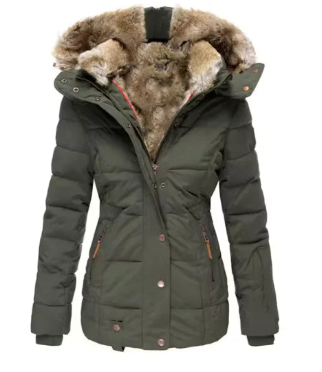 Fur collar long sleeve slim-fit cotton coat Rieworkes