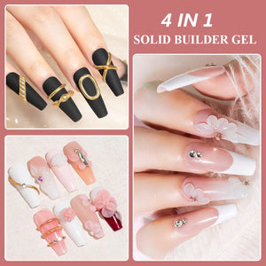 MIZHSE Solid Builder Gel, Nail Sculpture Gel Non-Sticky 4 Colors Nude Clear White Pink Hard Builder Gel Nails UV LED Nail Extension Gel For Nail Salon Home Manicure C-Classic Colors * 4 Rieworkes