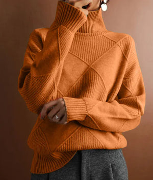 Loose High Collar Warm Sweater Solid Color Knitted Women Rieworkes