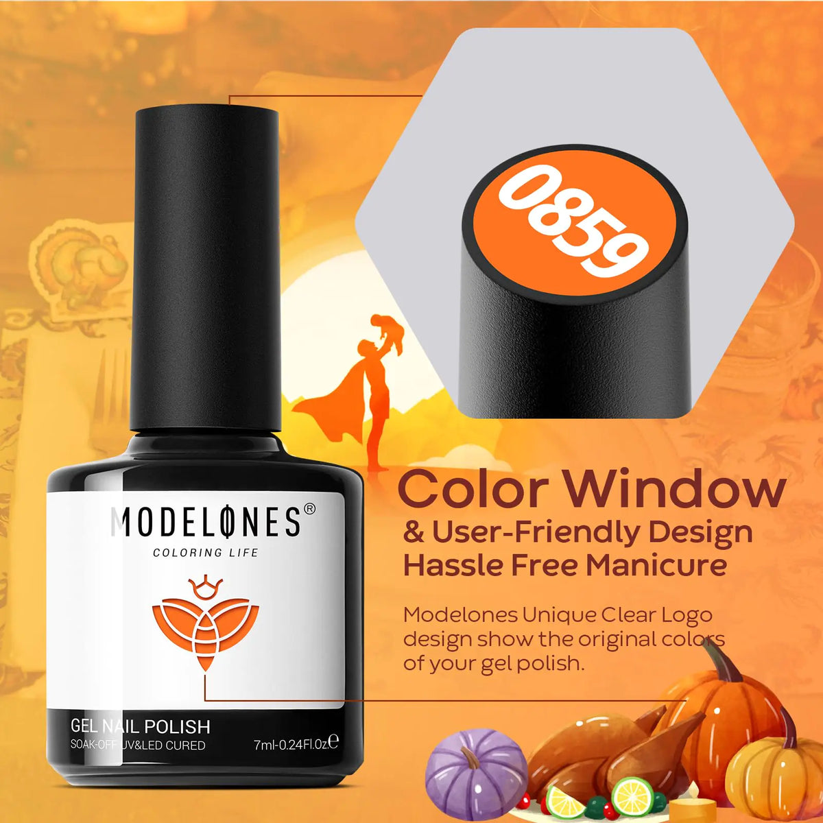 modelones Gel Nail Polish Set- 6 Colors Thanksgiving Day Orange Yellow Nail Polish Color Changing Gel Polish Kit Gray Black Nail Gel Kit Soak Off LED Nail Art Gifts DIY Salon Home A2 Thanksgiving Rieworkes