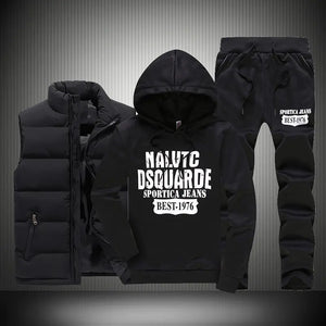 Men's Hooded Sweatshirt and Down Jacket Three-Piece Set Mimarta