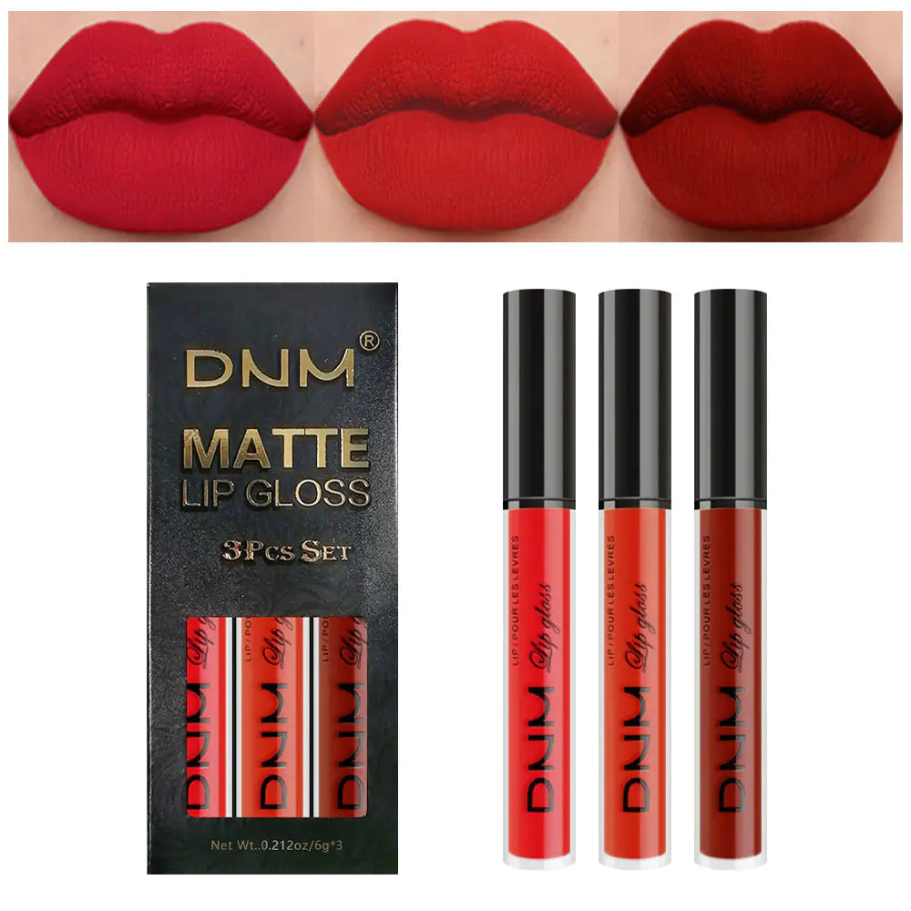 DNM Non-Stick Lip Gloss 3-Piece Set - Matte Metallic Mimarta