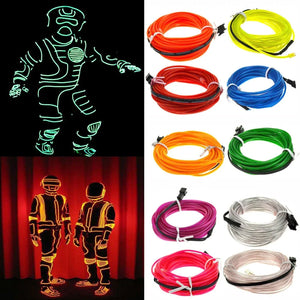 Neon LED Light Glow EL Wire String Strip Rope Tube Decor Car Party + Controller Rieworkes
