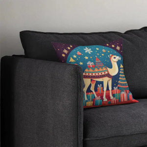 Camel Christmas Throw Pillow Rieworkes