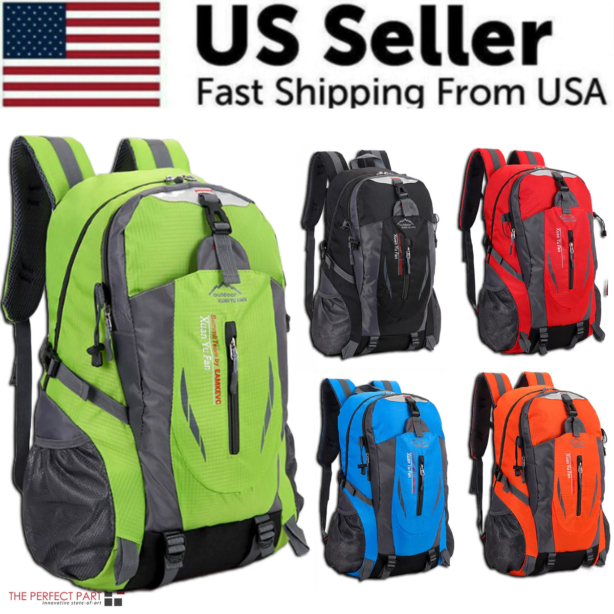 40L Men Women Travel Backpack Rucksack Camping Laptop Hiking School Book Bag USA Rieworkes