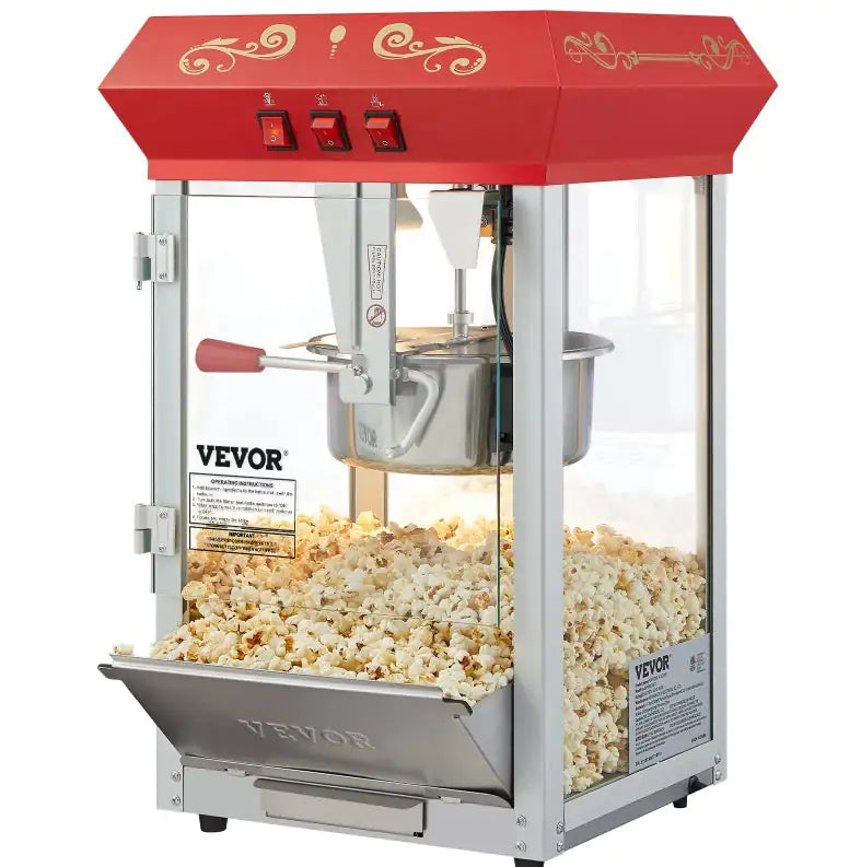Popcorn Popper Machine 8 Oz Countertop Popcorn Maker 850W 48 Cups Red Mimarta