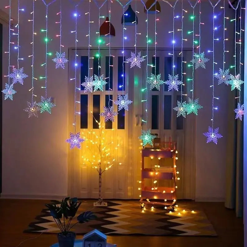 LED Snowflake Curtain Lights for Christmas &amp; Parties Mimarta
