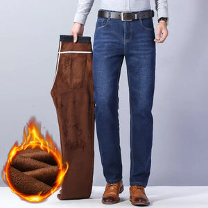 Warm Oversized Slim Straight Winter Fleece Pants for Men Mimarta