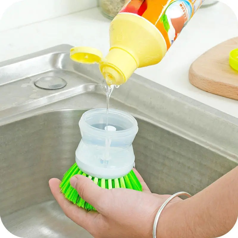 Random Color Kitchen Wash Pot Dish Brush Washing Utensils With Washing Up Liquid Soap Dispenser Household Cleaning Accessories Rieworkes