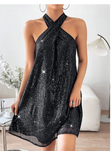 Elegant Halter Strapless Sequin Formal Dress Mimarta