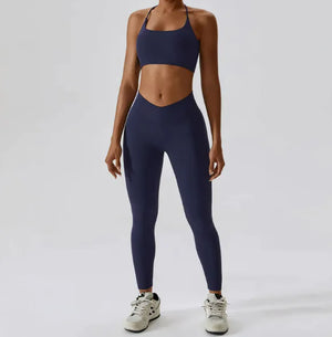 Back Striped Design Sports Yoga Suit Rieworkes