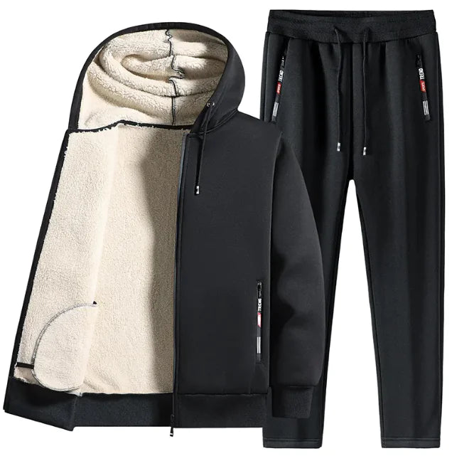 Men's Winter Plush Fleece Jacket & Jogger Set Mimarta