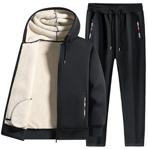 Men's Winter Plush Fleece Jacket & Jogger Set Mimarta