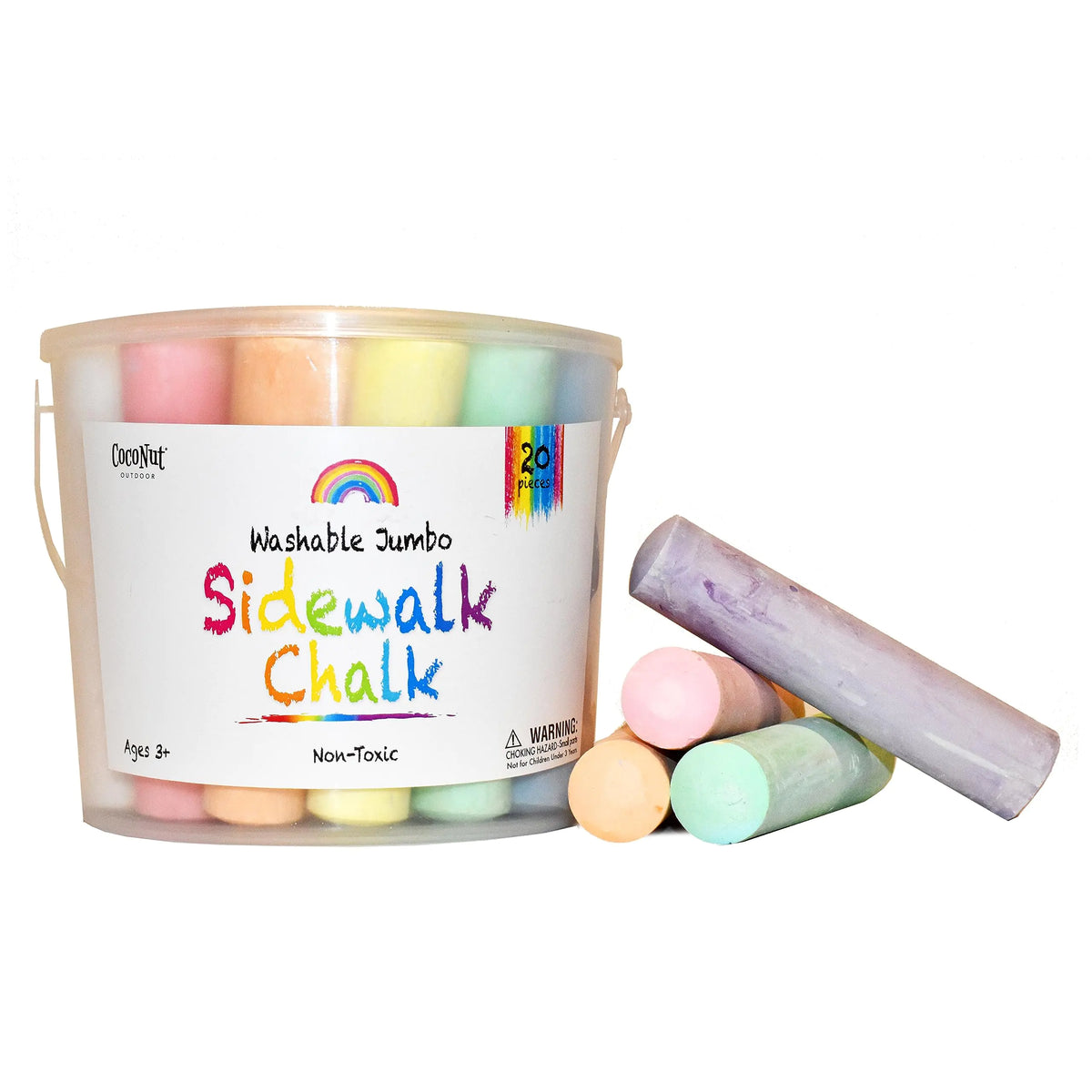 Jumbo Sidewalk Chalk Bucket - 20 Pieces Non-Toxic Washable Jumbo Chalk - Create Colorful Artwork on the Sidewalk or Chalkboard For Kids Ages 3+ Mimarta