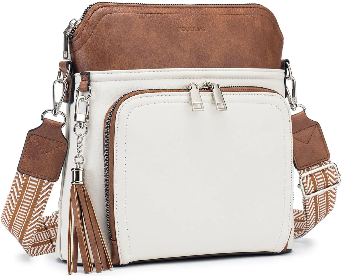 Crossbody Purse for Women,Lightweight Medium Crossbody Bag Soft Leather Women's Shoulder Handbags with Tassel Taupe Rieworkes