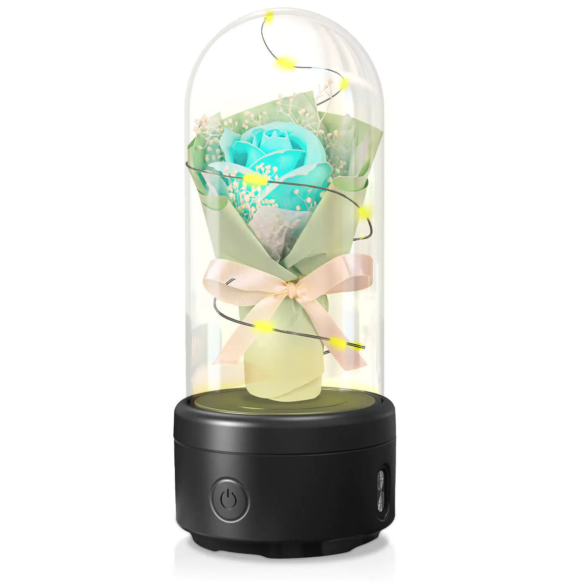 Creative 2 In 1 Bouquet LED Light And Bluetooth-compatible Speaker Mother's Day Gift Rose Luminous Night Light Ornament In Glass Cover Rieworkes
