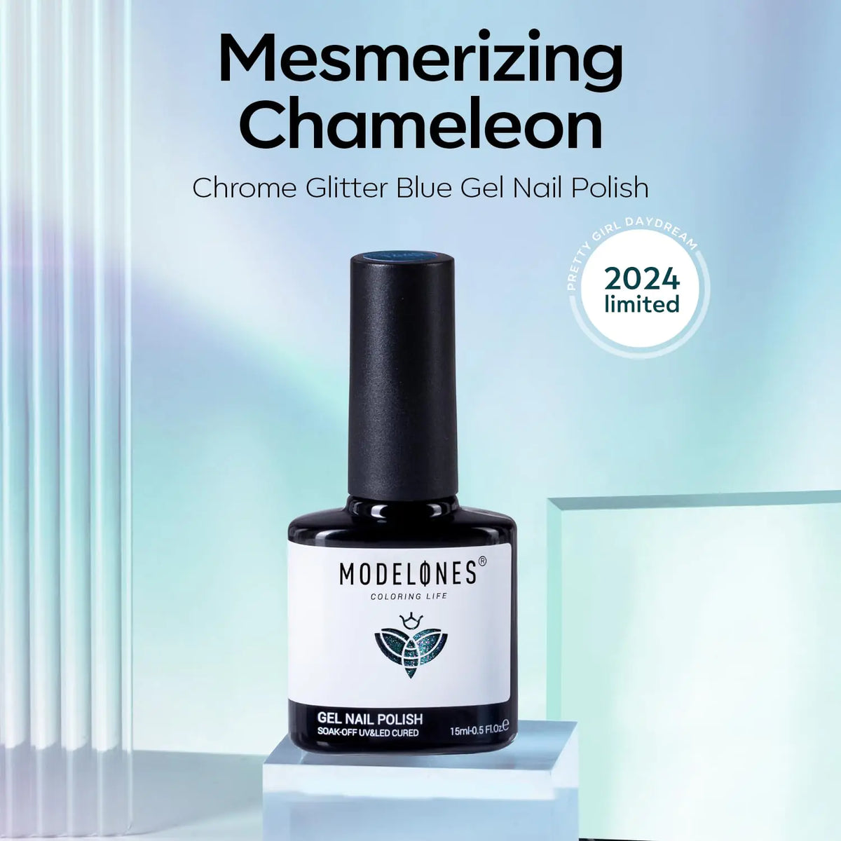Modelones Chameleon Blue Gel Nail Polish, 15ML Shimmer Blue Gel Polish Glitter Sparkle Gel Nail Soak Off Led Summer Nail Gel Polish for Women Girl DIY Nail Art Gift A23-Dark Purple to Blue Rieworkes