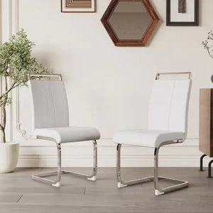 Modern Dining Chairs,PU Faux Leather High Back Upholstered Side Chair With C-shaped Tube Plating Metal Legs For Dining Room Kitchen Vanity Patio Club Guest Office Chair Set Of 2 Rieworkes