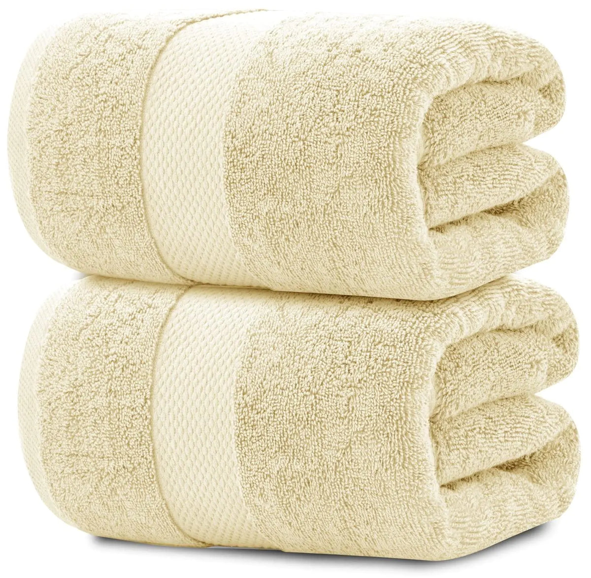 Luxury Soft Beige Bath Sheet Towels 2 Pack Extra Large 35x70 inch 650 GSM Rieworkes