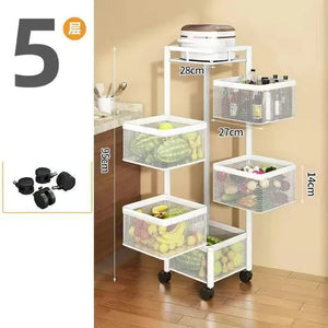 Stackable Metal Rotating Basket Rack with Wheels Mimarta