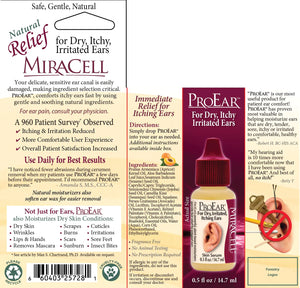 Miracell ProEar, Ear Drops for Itchy Ears, Clogged Ears, Irritated Ears, Dry Ears. All Natural Ear Oil for, Babies, Kids, Adults, and Dogs 0.5oz Rieworkes