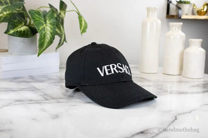 Versace Black Cotton Embroidered Logo Adjustable Baseball Hat Mimarta