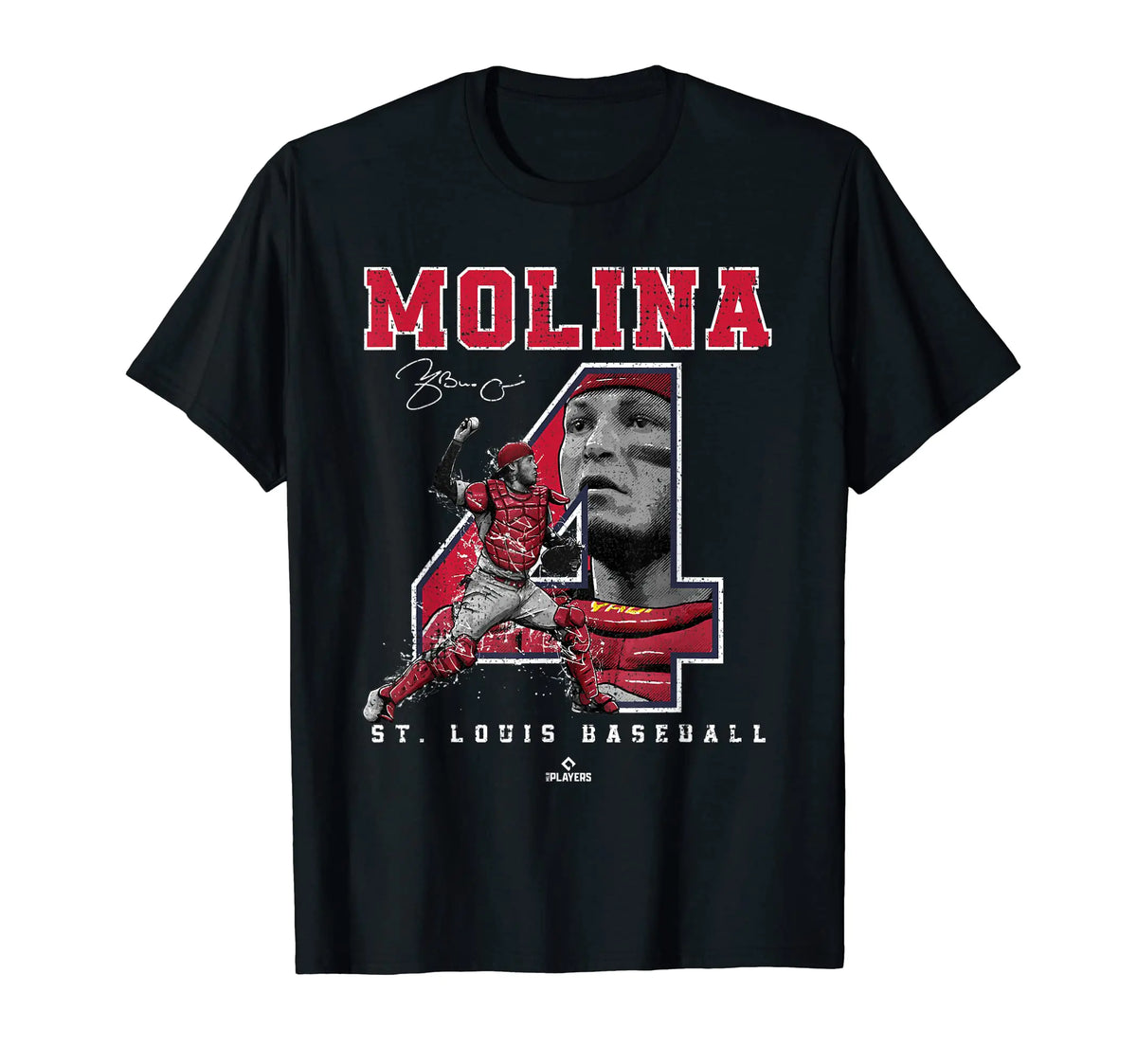 Number and Portrait Yadier Molina St Louis MLBPA T-Shirt Mimarta
