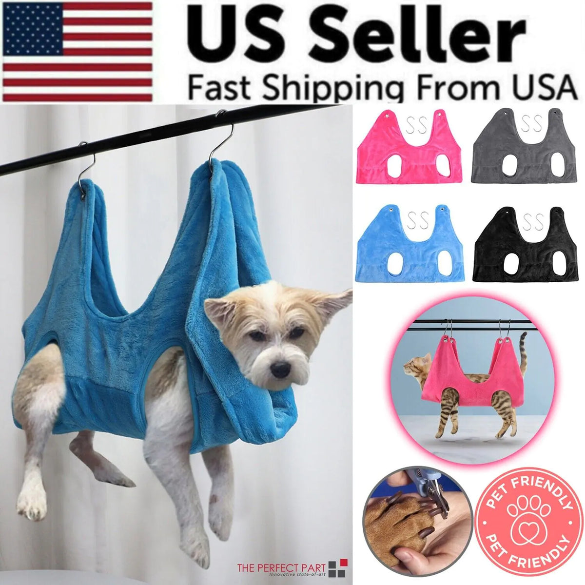 Portable Pet Dog Cat Grooming Hanging Hammock Harness Breathable Groom Helper US Mimarta
