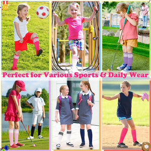 Toddler Soccer Socks Kids Soccer Socks Youth Soccer Socks Kids Baseball Socks Girls Softball Socks Boys Football Socks 6-9 Years 3 Pack Pink/White, Hot Pink/White, White/Pink Rieworkes