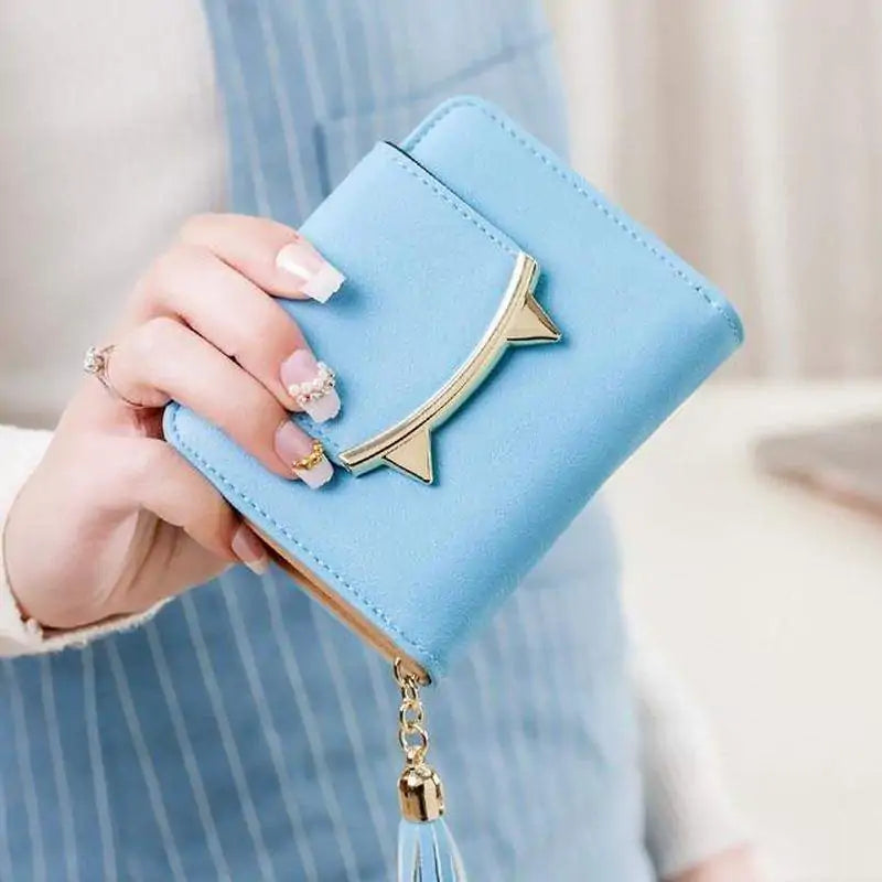 Cute Cat Ears Leather Vintage Tassel Women Wallet Rieworkes