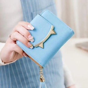 Cute Cat Ears Leather Vintage Tassel Women Wallet Rieworkes