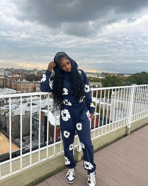 XS0021 2023 Fall Winter Floral Sweatshirt Set Mimarta